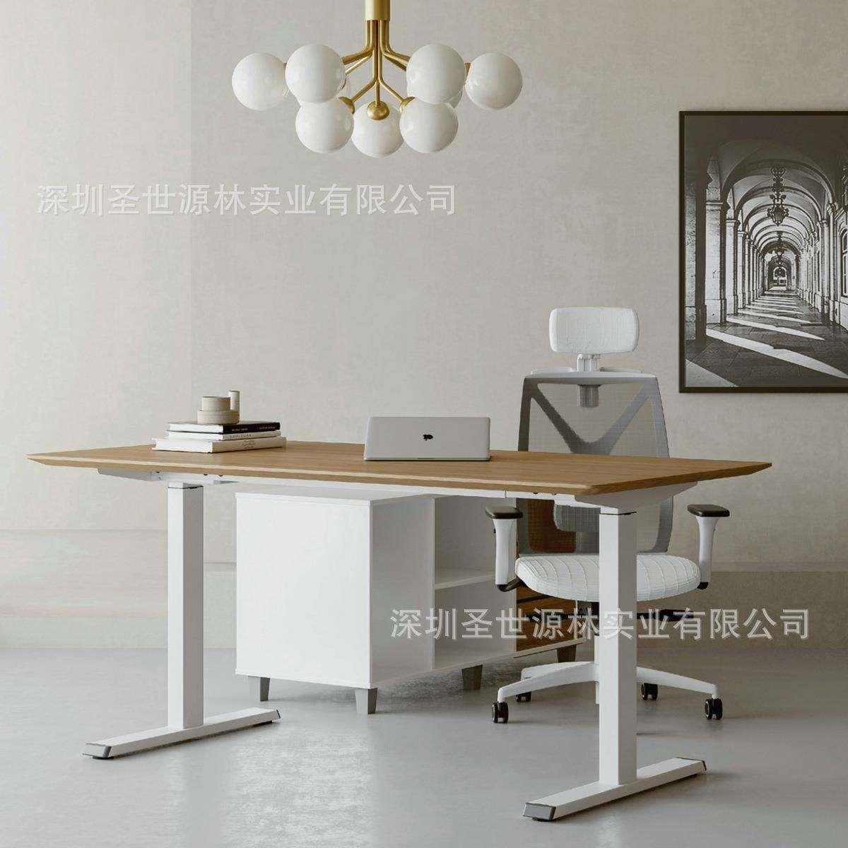 升降经理桌办公桌电脑桌可移动电动升降写字桌书房学习桌