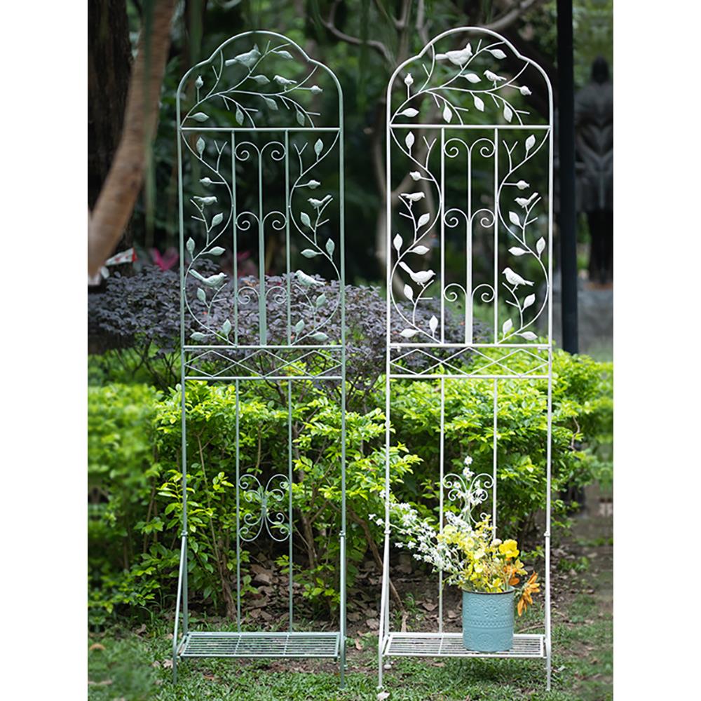 户外铁艺铁线莲爬藤架网架带底座花盆置物庭院阳台月季攀爬牵引架