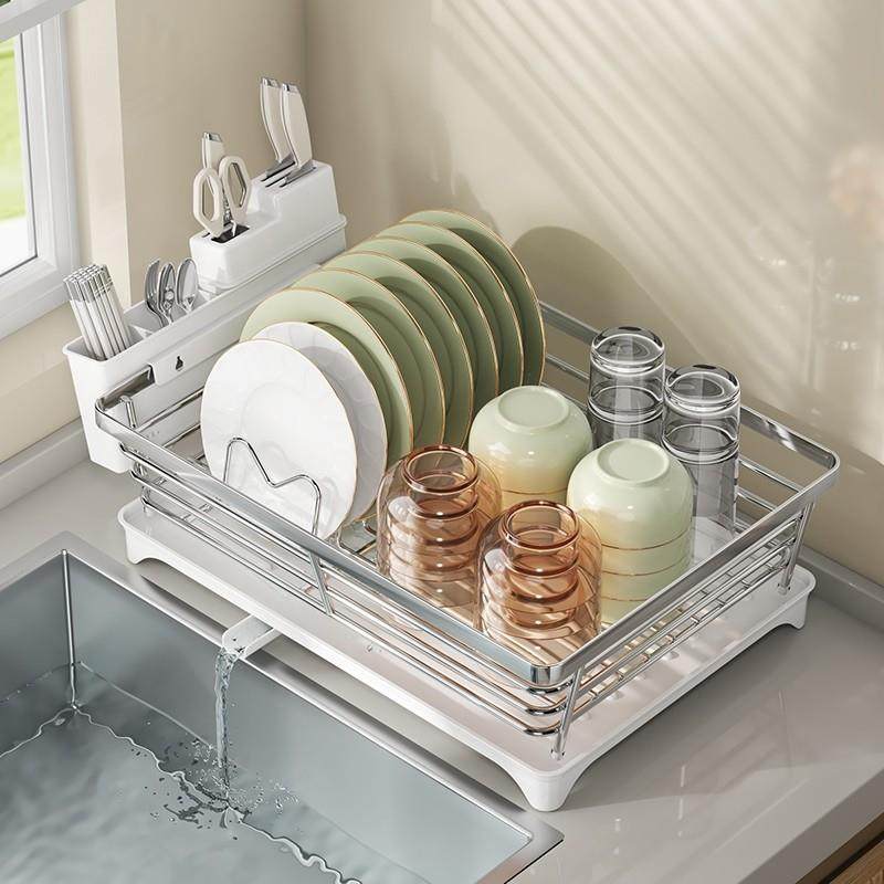 厨房水槽边置物架不锈钢碗碟架沥水架餐具刀筷筒收纳层架台面碗盘,厨房/烹饪用具,碗架,淘宝优惠券,粉丝福利购,淘宝优惠卷