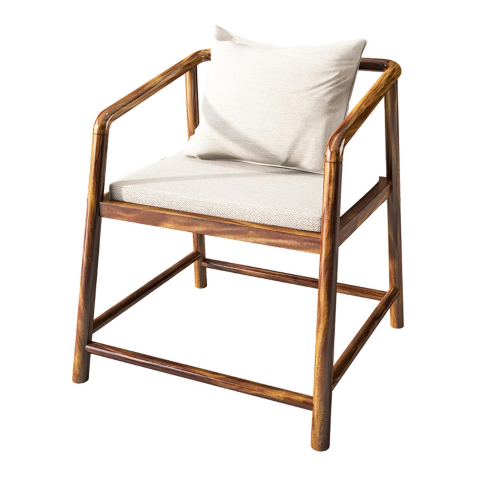 实木茶桌主人椅新中式禅意圈椅太师椅泡茶椅官帽椅靠背牛角椅餐椅