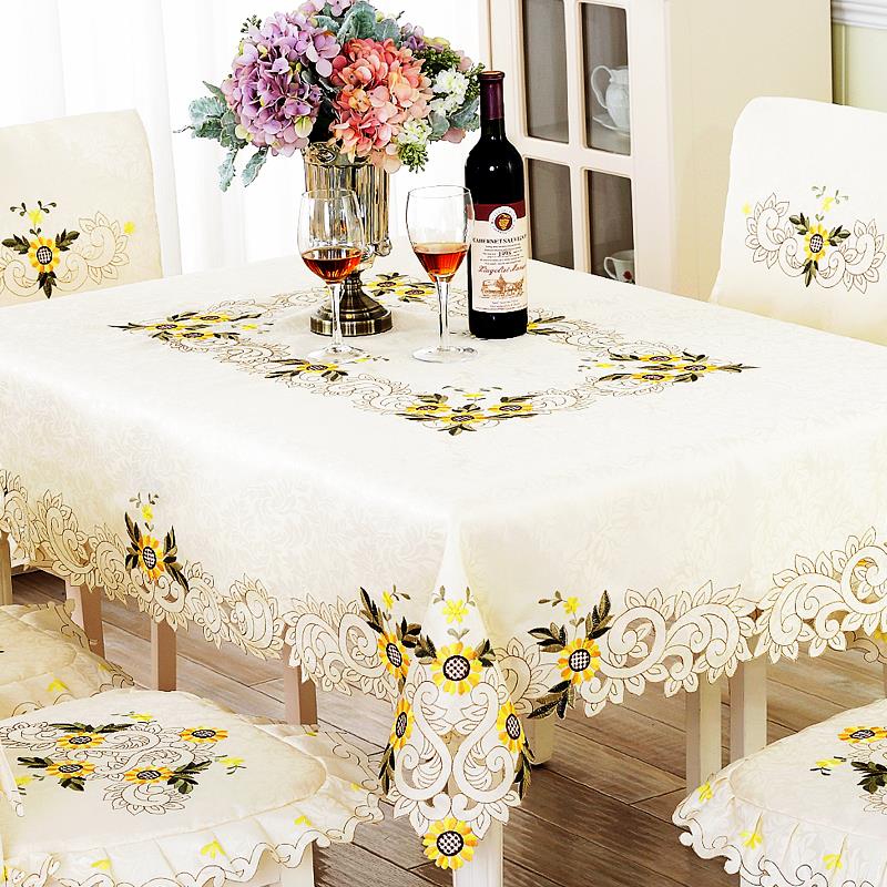 椅子套绣花桌布欧式餐桌布布艺台布餐椅套餐椅垫子坐垫茶几桌布