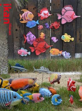 玻璃钢户外公园海洋主题景观装饰品玻璃钢海鱼彷真鲨鱼大鲤鱼摆件