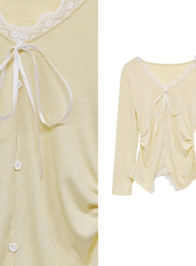 【甜甜专享】【明星同款上衣】MU系风 时尚拼接蕾丝小衫 2026好看