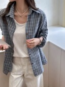 甜甜圈专享 大版 格调衬衫 显瘦格子 衬衫 抗皱港味chic风