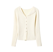 高密度针织衫 假两件重工蕾丝拼接 浪漫蕾丝 上衣 甜甜专享