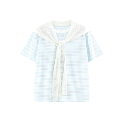 【甜甜专享】【莱塞尔披肩条纹衫】两件套轻盈感夏季2026条纹衫