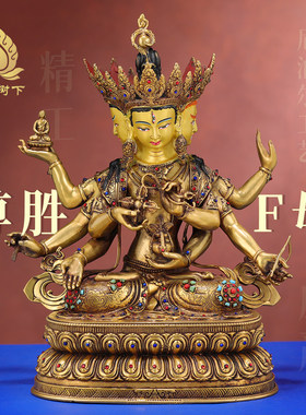 尼泊尔工艺尊胜佛母铜佛像摆件藏式居家供奉尊胜佛母铜像7寸/1尺