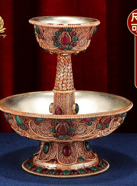 供护法杯尼泊尔手工掐丝铜护法杯藏式供护法杯中号13cm大号15cm