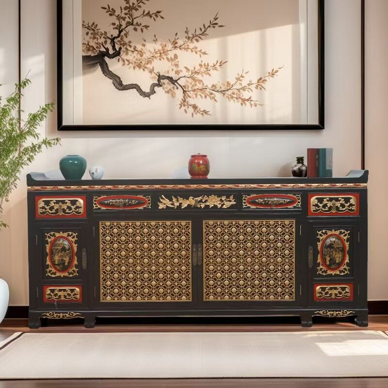 明清仿古实木玄关翘头柜