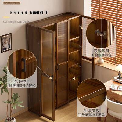 *防尘落地书柜易书架落地简家用客门后层收纳厅置物SHH分柜子带柜