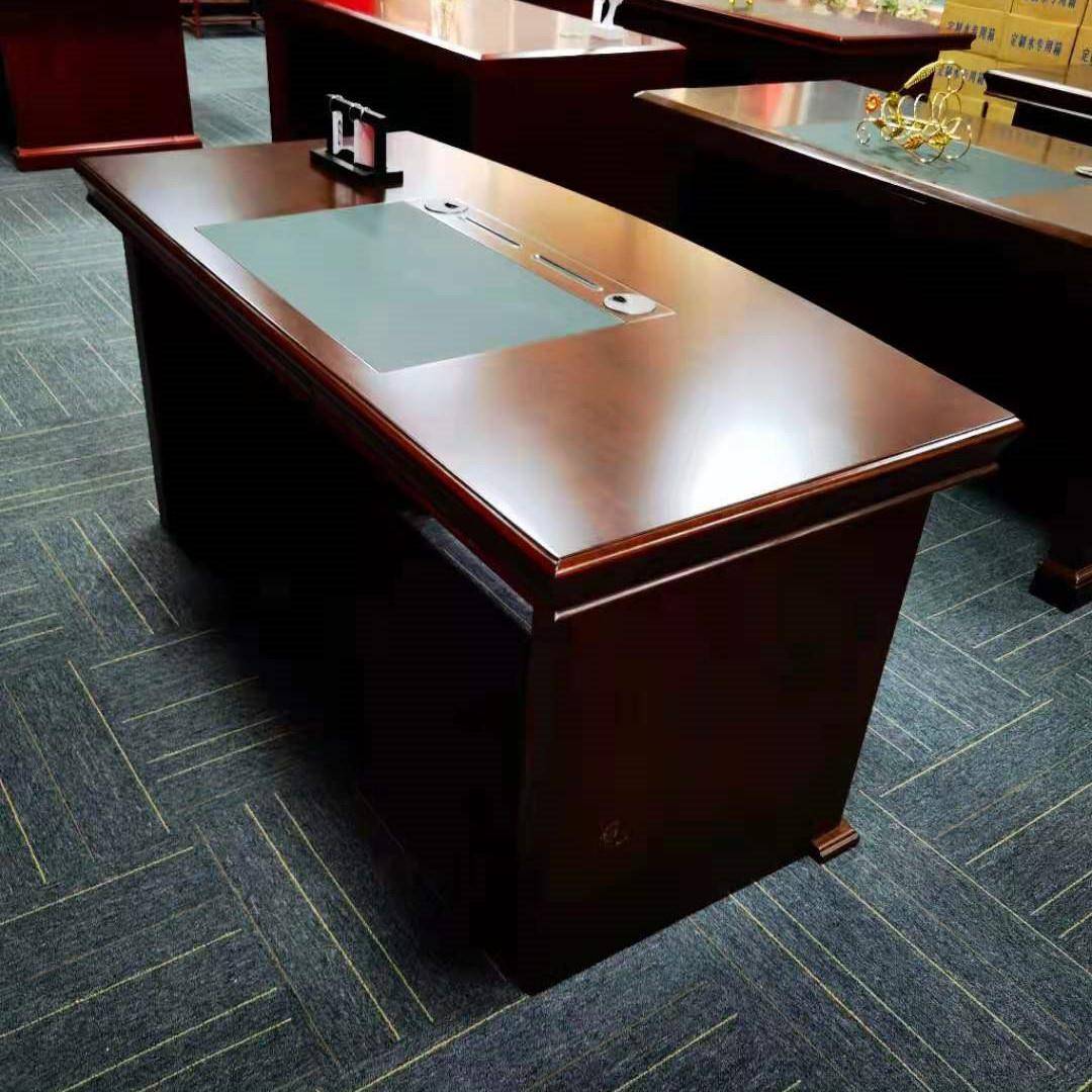总裁桌新中式大班台单人小型高档办公室家具大气办公桌老板桌弧边