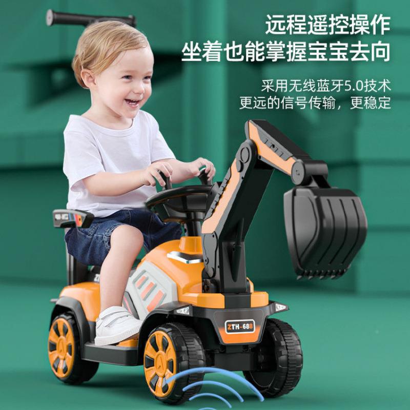 儿童掘机挖玩具车可可坐人超大号工程车遥控坐骑挖土可HJN机电动
