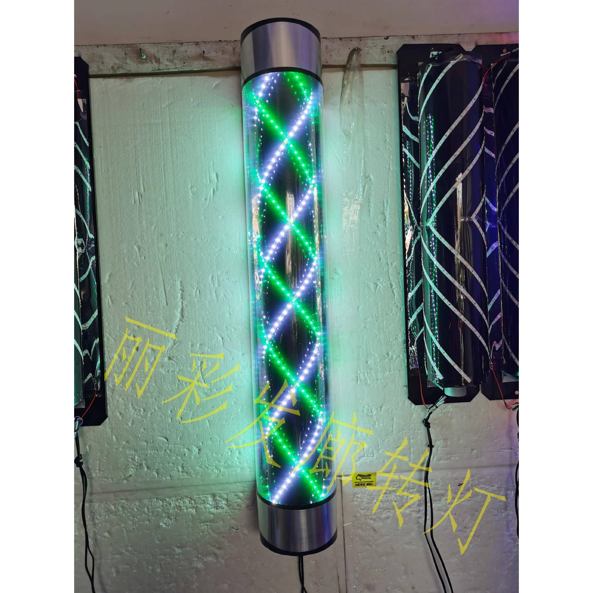 LED美发转挂灯发廊标志灯理发店QLD转水灯防半圆户外复古墙挂壁灯