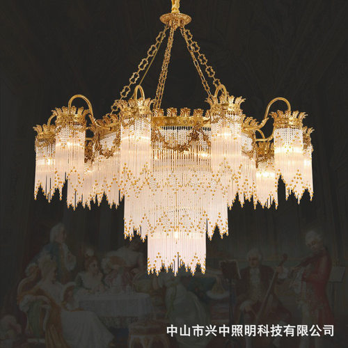 欧式全铜水晶吊灯法式客厅宫庭奢华大气酒店别墅餐厅卧室创意灯具