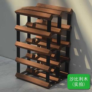 红酒酒格架摆件轻奢家用实木酒柜瓶置酒物架子F87567J8托红酒瓶架