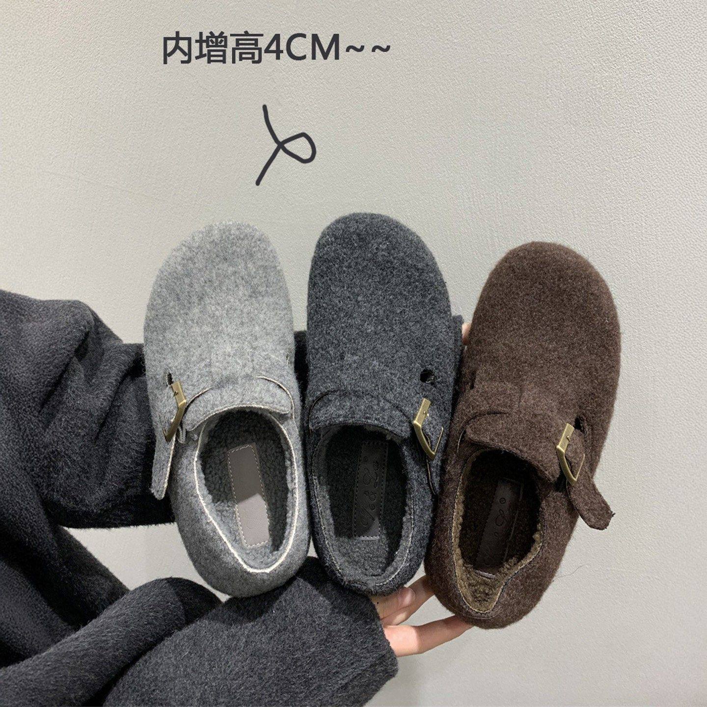 香港保暖加绒勃肯鞋女2025秋冬新款高级感毛毛鞋内增高单鞋乐福鞋,女鞋,勃肯鞋/软木鞋,淘宝优惠券,粉丝福利购,淘宝优惠卷