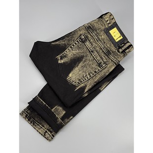 高级感轻奢九分男士牛仔裤黑色秋冬新款个性水洗修身小脚休闲裤子