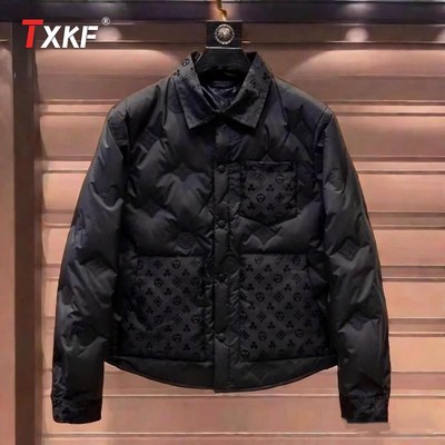 高端欧货轻薄羽绒服男士2025新款秋冬季白鸭绒衬衫领外套男款冬装