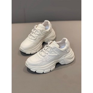 香港厚底增高真皮女式老爸鞋2025春秋季新款百搭休闲运动鞋韩式阿