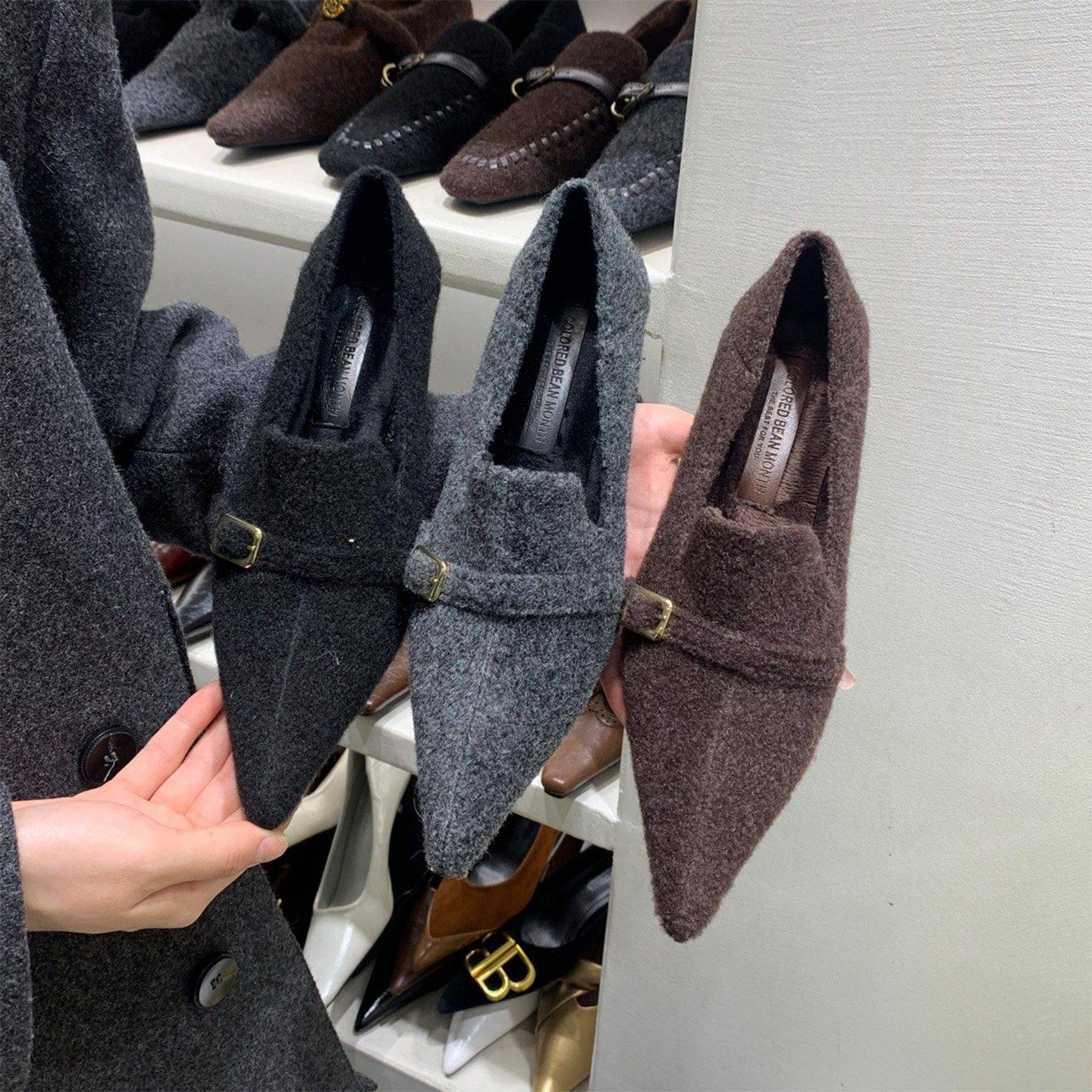 香港尖头加绒毛毛鞋女2025秋冬新款法式高跟鞋保暖棉鞋时尚宴会鞋,女鞋,玛丽珍鞋,淘宝优惠券,粉丝福利购,淘宝优惠卷