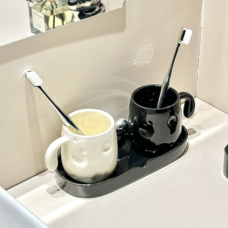 家用情侣漱口杯一对高颜值刷牙杯牙缸牙杯高级陶瓷杯子洗漱杯套装