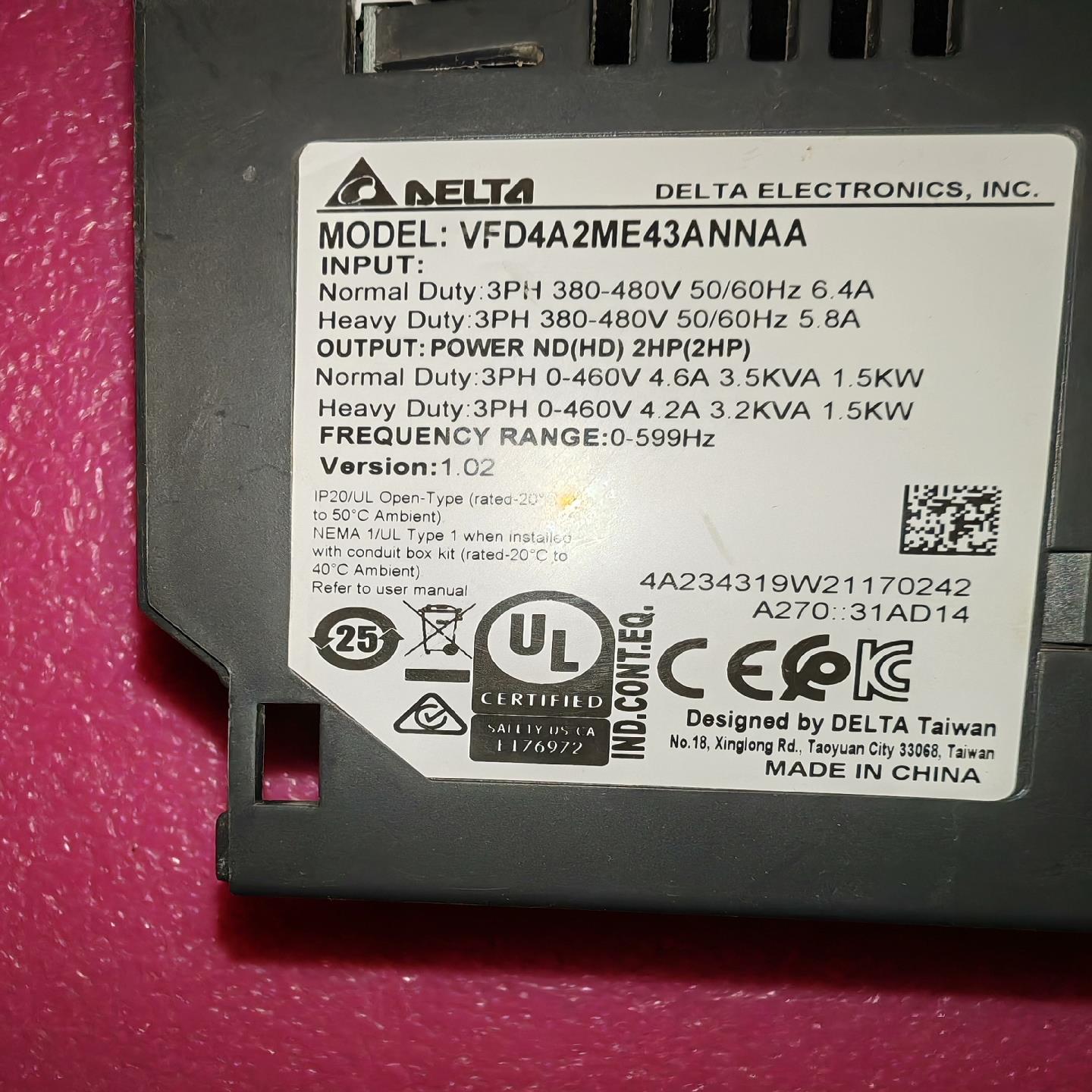 VFD4A2ME43ANNAA台达变频器，，功能（憨憨电子）