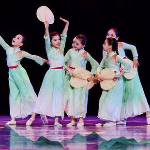 风吹稻花香两岸舞蹈儿童古典舞演出服红色记忆经典心尖尖剧目服装