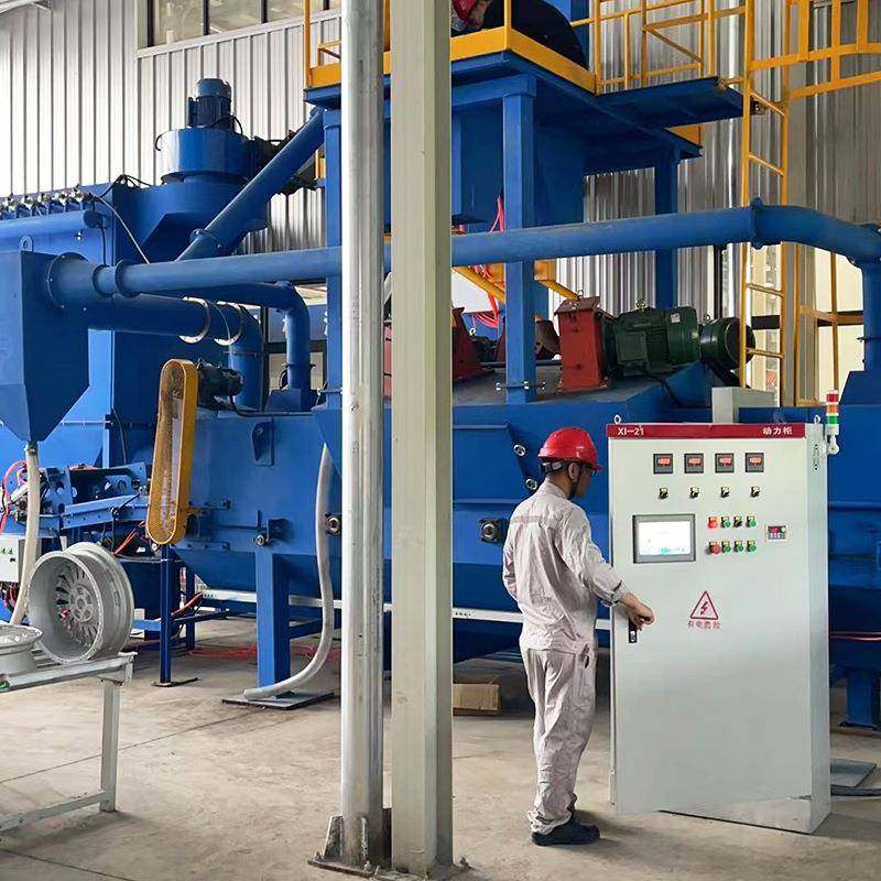 A轮毂抛丸清理机零件强化汽抛车轮毂丸机DK-1轮毂转台20抛0通过式