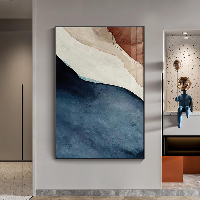 定做户入玄关装饰画现轻油画奢客厅画挂侘抽寂风象壁别墅手绘画代图片