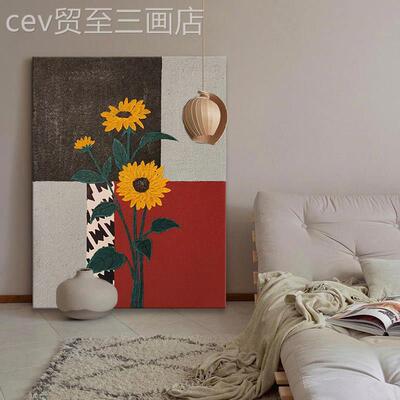 网红画梵高向日葵纯简手绘油发画现村代约客厅装饰植物玄关沙大芬