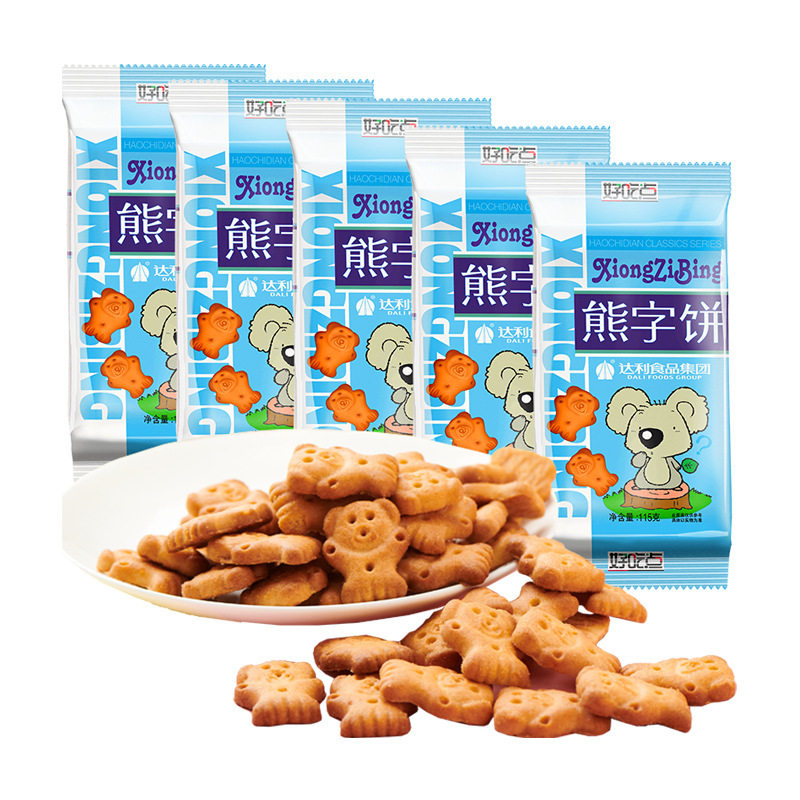 达利园熊字饼手指饼115g整箱50包 儿童休闲零食小熊饼干