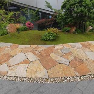 柏坡黄不规则景墙园林太行金景观石墙铺路石庭院垒墙石造景置石