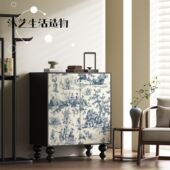 法式 柜一体大容量多层超大门口彩绘古风 复古入户玄关鞋