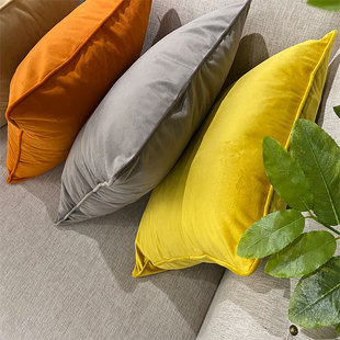 新款北欧纯色绒布滚边抱枕套 家用靠垫沙发枕 简约荷兰绒抱枕