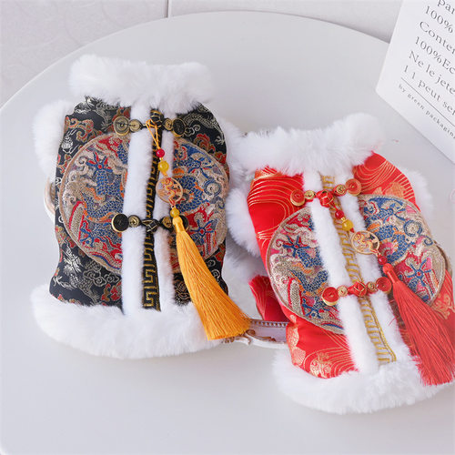 新款国风宠物服装新年唐装猫咪狗狗新中式拜年装泰迪比熊博美衣服