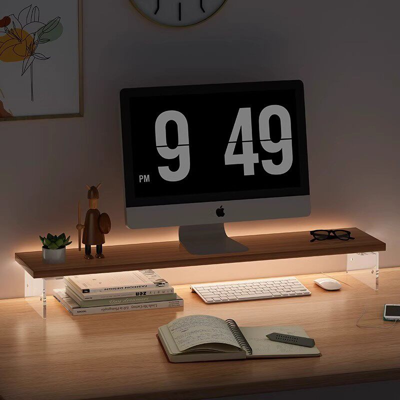 亚克力显示器增高架家用台式电脑屏幕抬高支架桌面悬浮垫高置物架