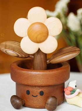 实木有钱花可爱摆件装饰家居创意治愈系送朋友儿童乔迁生日礼物