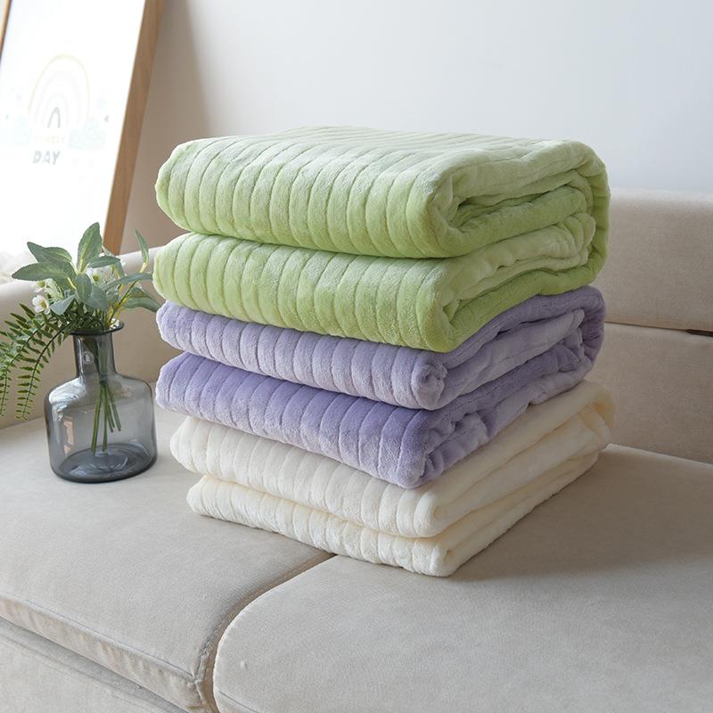 原单180*200 法兰绒抽条毛毯沙发午睡空调盖毯宿舍寝室毯子