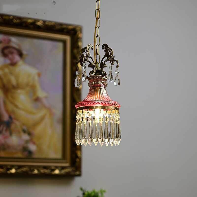 法式水晶小吊灯氛围感覆古轻奢全铜卧室床头玄关过道走廊阳台吊灯,家装灯饰光源,智能吊灯,淘宝优惠券,粉丝福利购,淘宝优惠卷