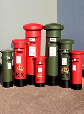 邮筒饰品酒吧公司覆古工业风格摄影道具锻铁邮箱邮箱铁桶邮政邮箱