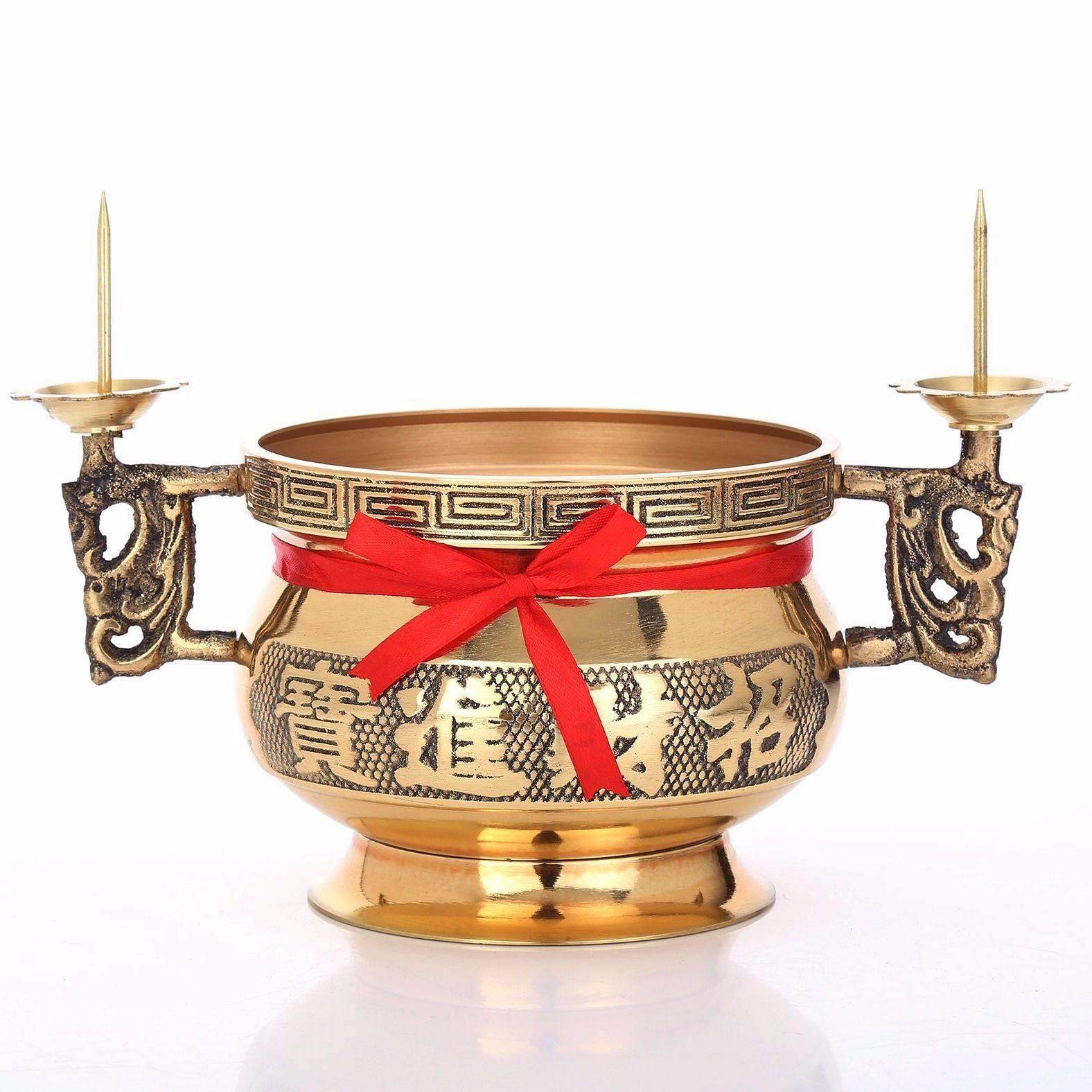 纯铜香炉双凤带烛台招财进宝吉铜香炉香插用品香薰炉包邮,家居饰品,香薰炉,淘宝优惠券,粉丝福利购,淘宝优惠卷