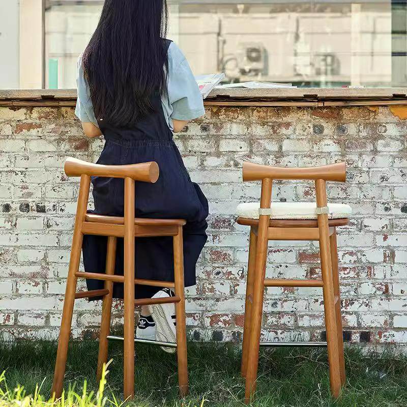 樱桃木吧台椅北欧家用高脚椅全实木蝴蝶靠背椅酒吧椅轻奢吧台凳,住宅家具,家用高脚椅,淘宝优惠券,粉丝福利购,淘宝优惠卷