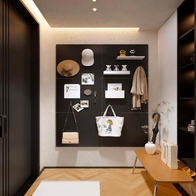 不锈钢入户玄关洞洞板置物架桌面门后造型墙定制工具墙上配件挂钩