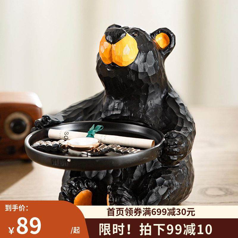 放钥匙盘的收纳盒玄关进门口桌面家用创意北欧装饰可爱熊欧式摆件,收纳整理,桌面收纳盒,淘宝优惠券,粉丝福利购,淘宝优惠卷