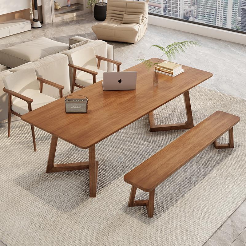 实木客厅大书桌北欧双人学习桌家用简约长条办公桌写字桌工作台