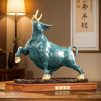 彩铜《报喜牛BRX089报》牛摆开件牛年家居装饰品客厅办公室业摆件