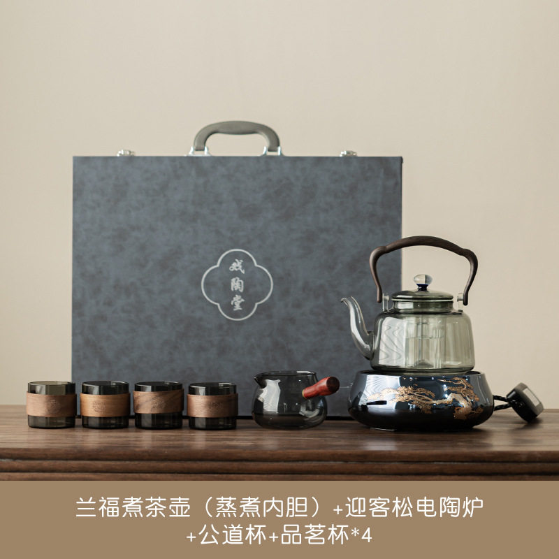 煮茶壶茶具套装2025新款烧茶壶电热煮茶具茶台一体电陶炉泡茶专用