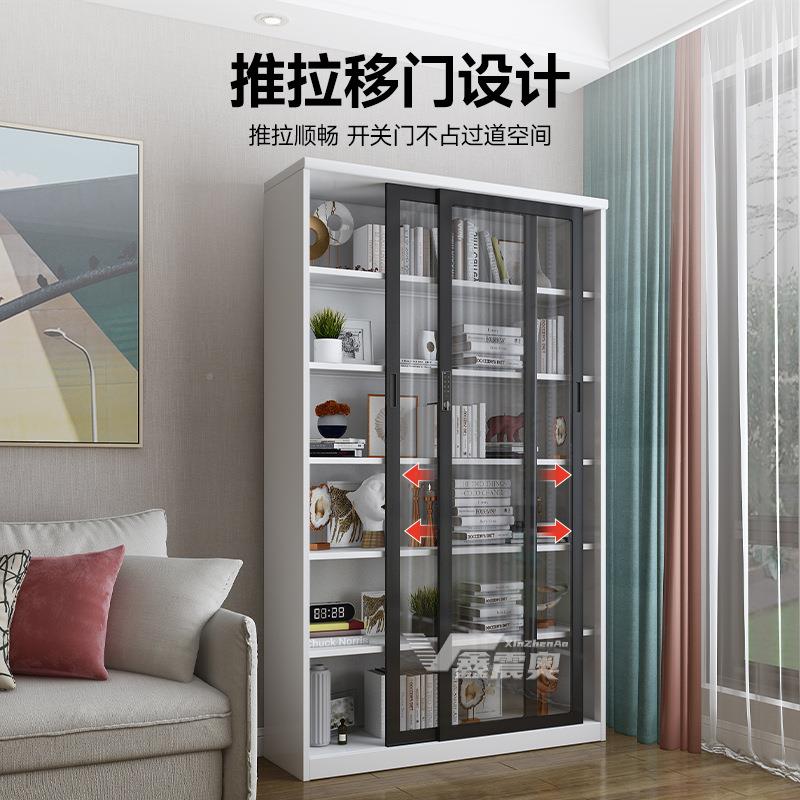 密玻璃门案文件柜码锁钢制推办拉移门防尘展示书柜公室OCK档柜储