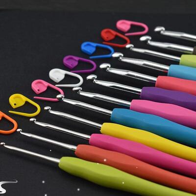 1pc/14pcs 2mm-10mm Colorful Soft Plastic Crochet Hook Set Kn