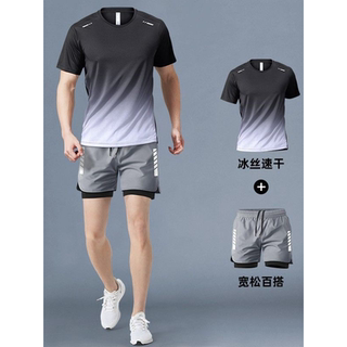 跑步男运动套装马拉松专业夏季短袖短裤装备速干训练健身衣服专用